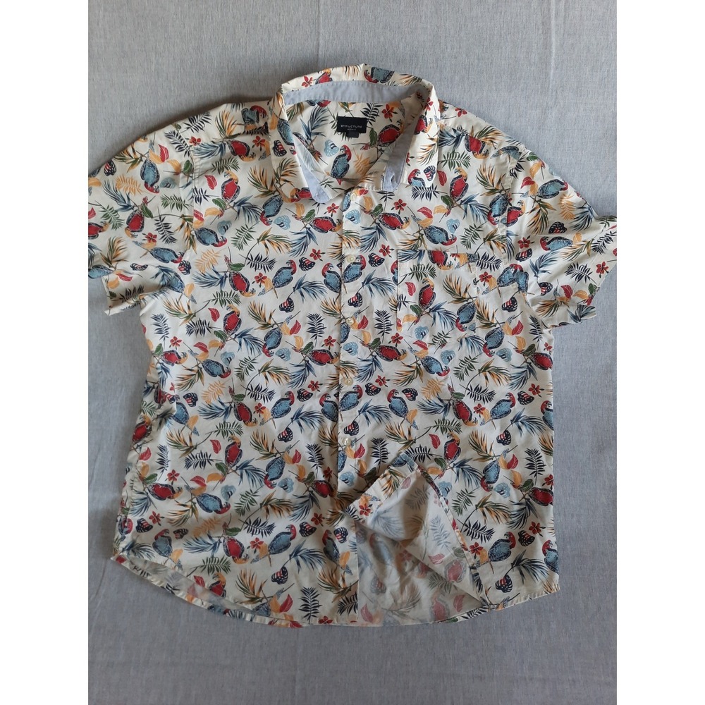 Structure Men XXL Modern Fit Multicolor Floral All over Print Shirt Button Down
